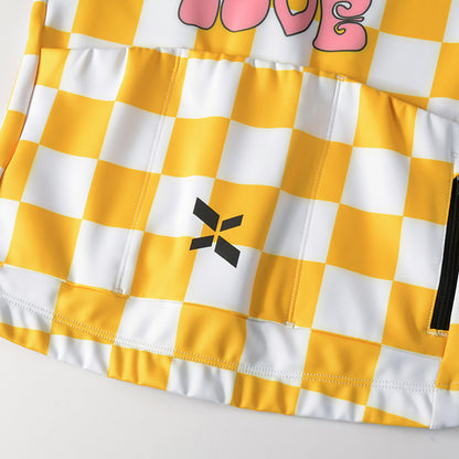 Maillot térmico de ciclismo para mujer, juvenil, color limón y blanco