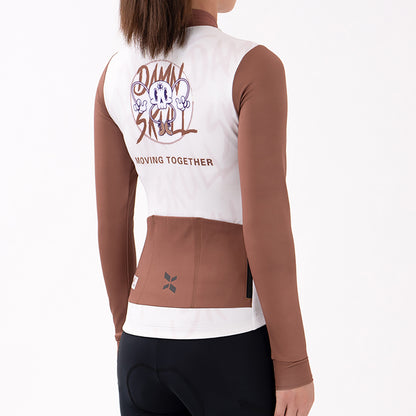 Maillot térmico de ciclismo para mujer Skull-Caramel