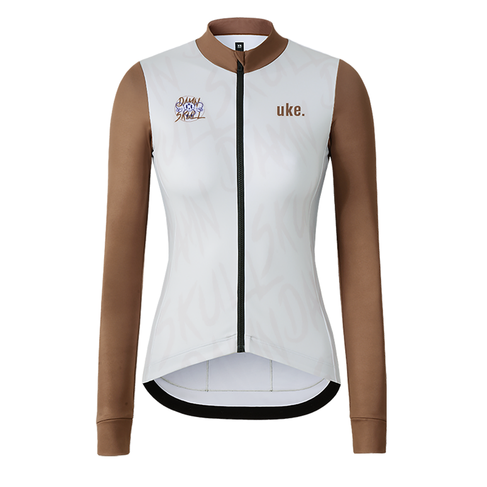 Maillot térmico de ciclismo para mujer Skull-Caramel