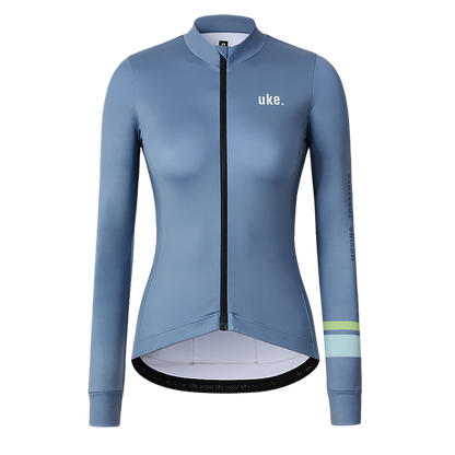 Women's Training Thermal Cycling Jersey Flower-Indigo Blue