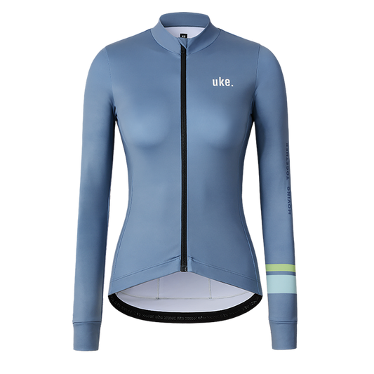 Women's Training Thermal Cycling Jersey Flower-Indigo Blue