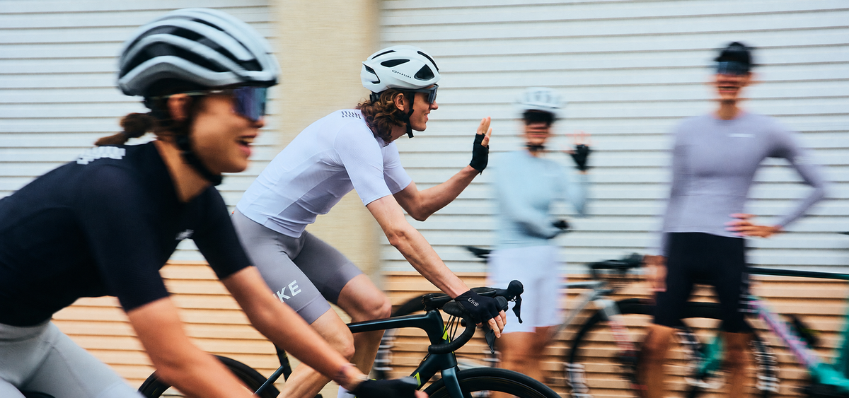 UKE cyclist riding a road bike
