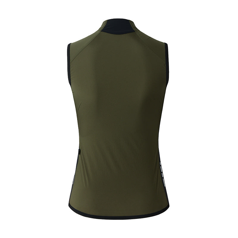 Chaleco de ciclismo para mujer CL-1 WindNight-Verde Oliva
