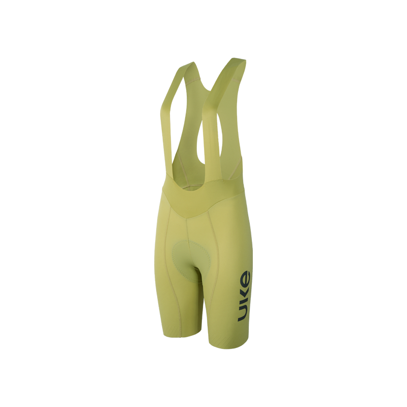Women's Seamless Bib Shorts SI-1 Curly Shu-Pale yellow