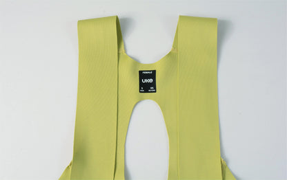 Women's Seamless Bib Shorts SI-1 Curly Shu-Pale yellow