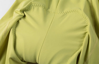 Women's Seamless Bib Shorts SI-1 Curly Shu-Pale yellow
