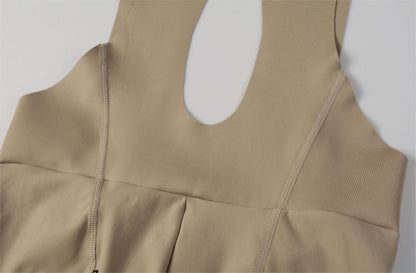 Women's Seamless Bib Shorts SI-1 Curly Shu-Grayish brown