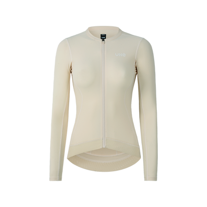 Camiseta de manga larga para mujer Lin quan-Beige elegante