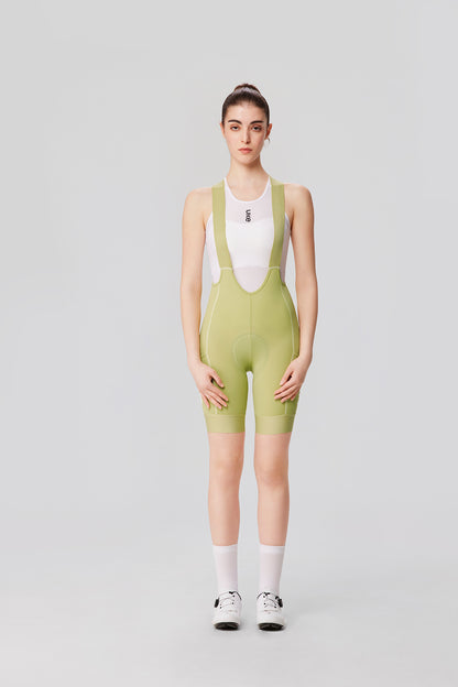Women's Cargo Bib Shorts Yun Lan-Pale yellow