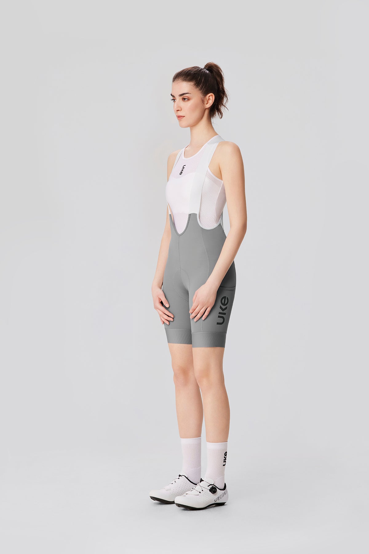 Women's Cargo Bib Shorts Yun Lan-Silver moon