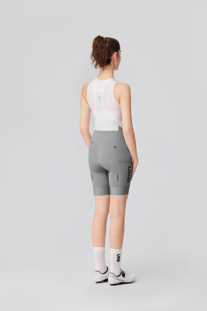 Women's Cargo Bib Shorts Yun Lan-Silver moon