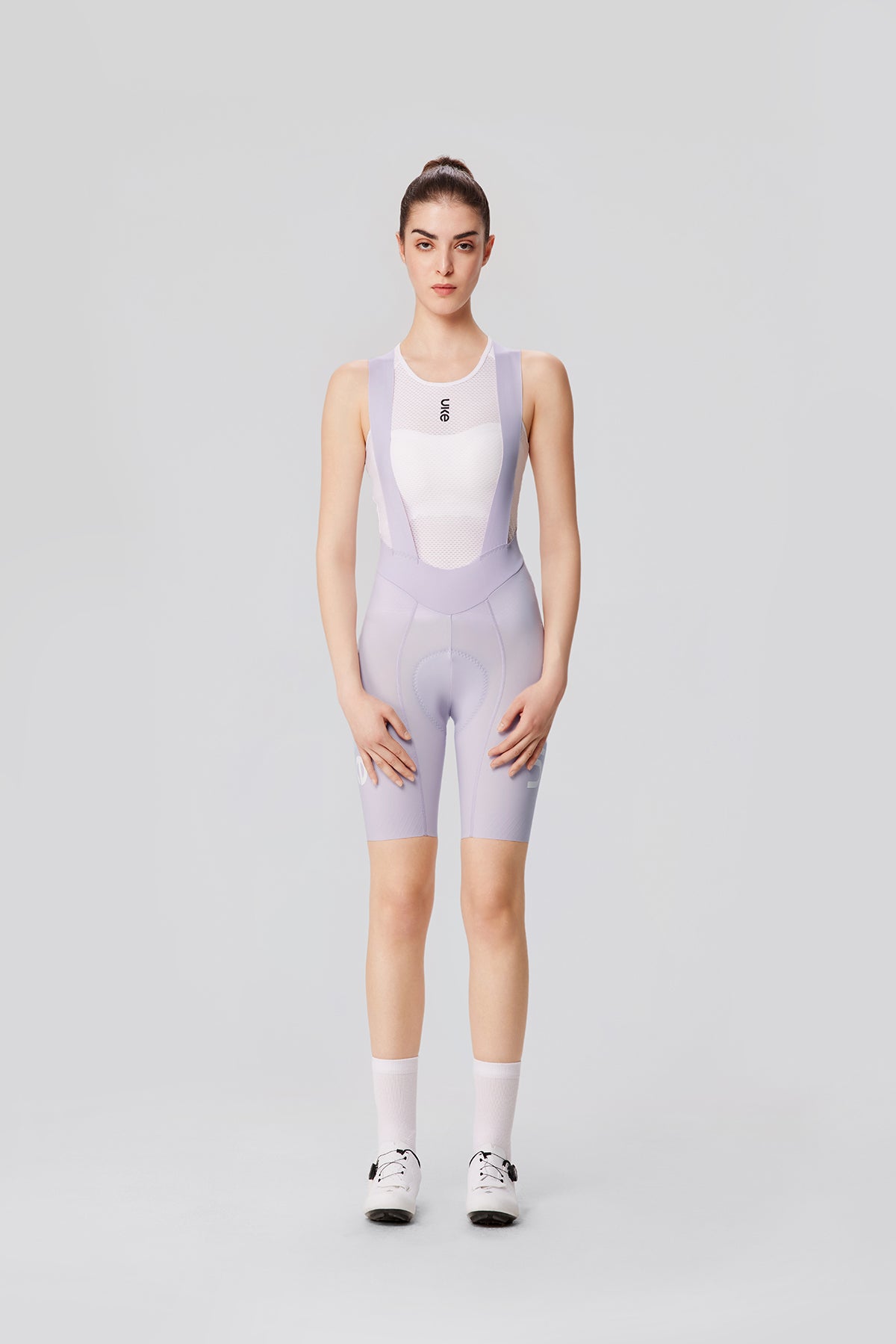 Women's Seamless Bib Shorts Curly Shu-Pale morning glory purple