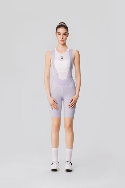 Women's Seamless Bib Shorts Curly Shu-Pale morning glory purple