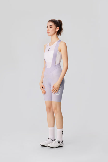 Women's Seamless Bib Shorts Curly Shu-Pale morning glory purple