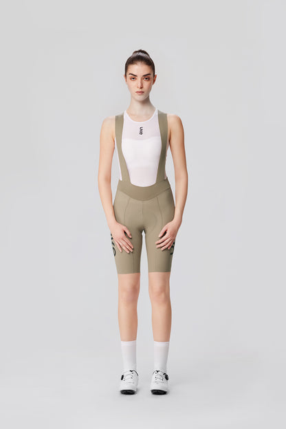 Women's Seamless Bib Shorts SI-1 Curly Shu-Grayish brown