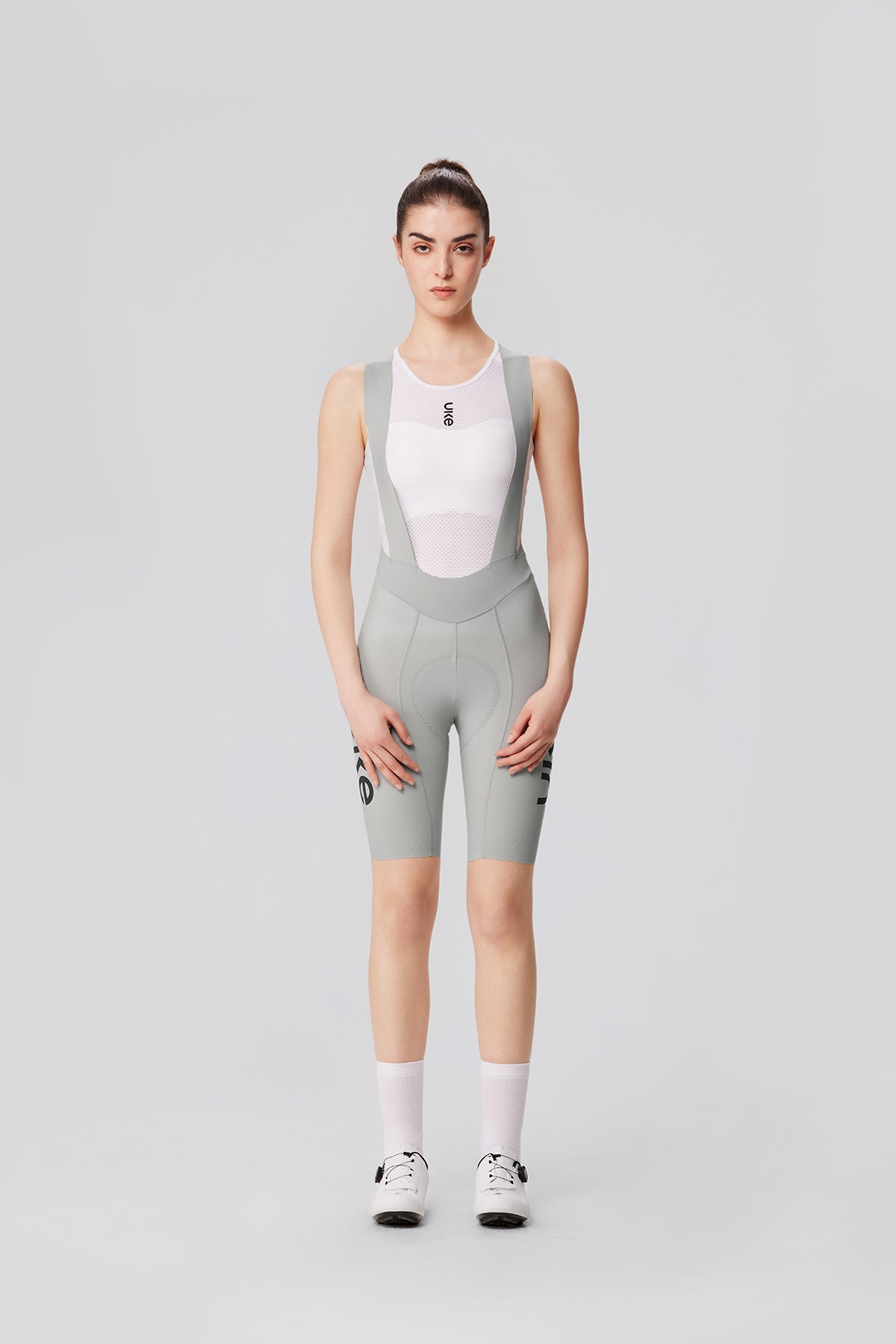 Women's Seamless Bib Shorts Curly Shu-Haze ash