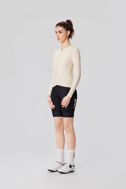 Camiseta de manga larga para mujer Lin quan-Beige elegante