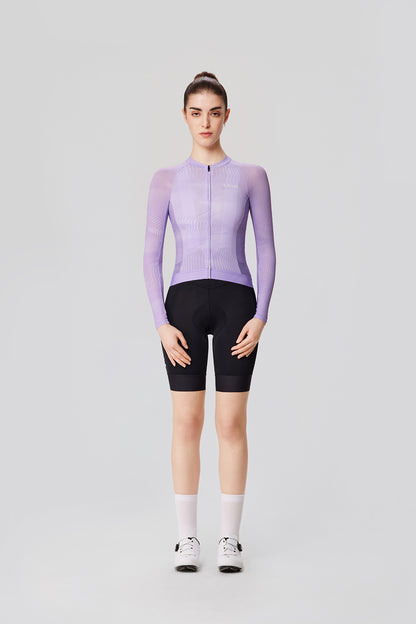 Camiseta de manga larga Qixing para mujer - Morado claro