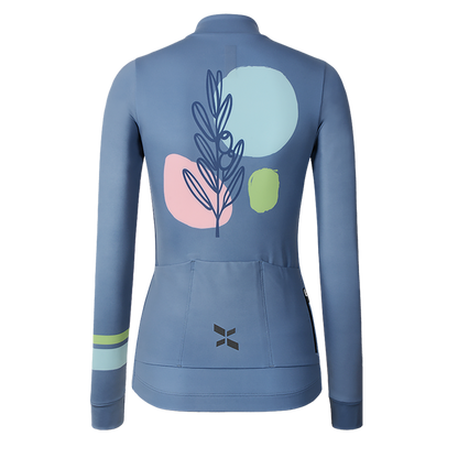 Women's Training Thermal Cycling Jersey Flower-Indigo Blue