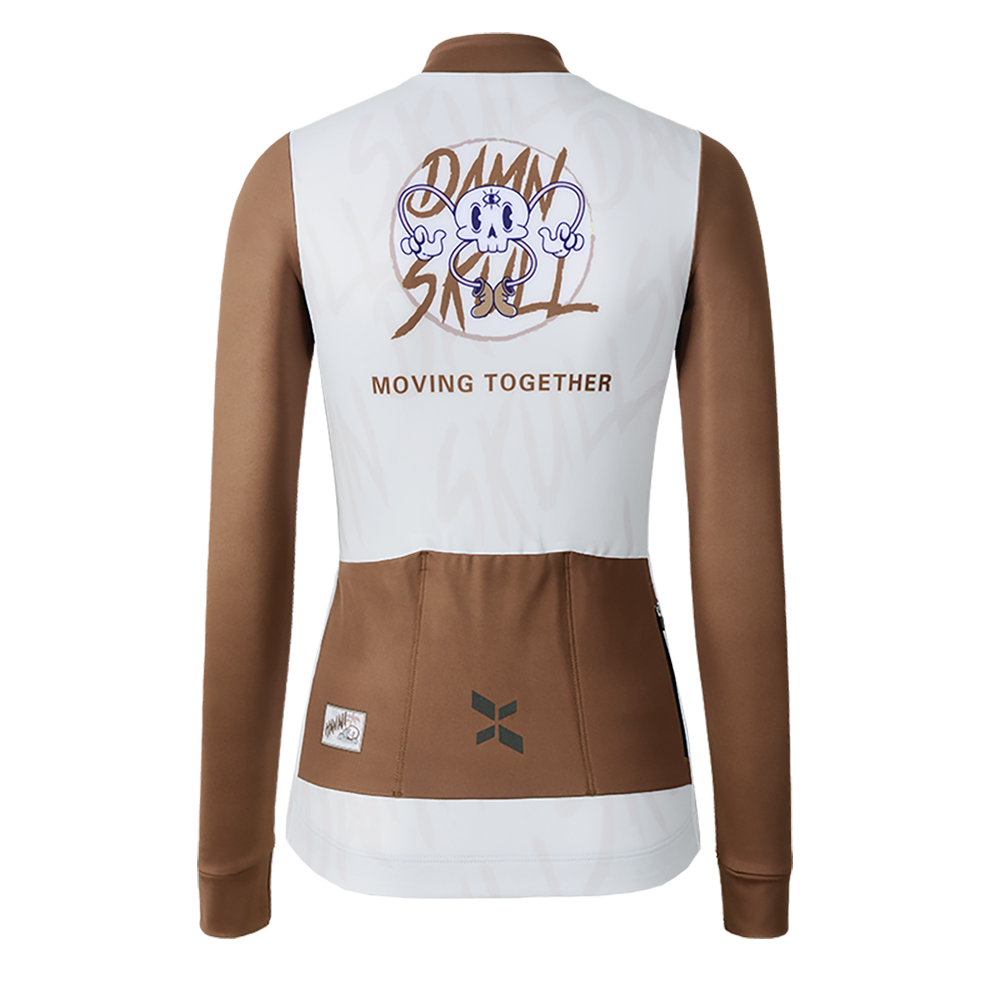 Maillot térmico de ciclismo para mujer Skull-Caramel