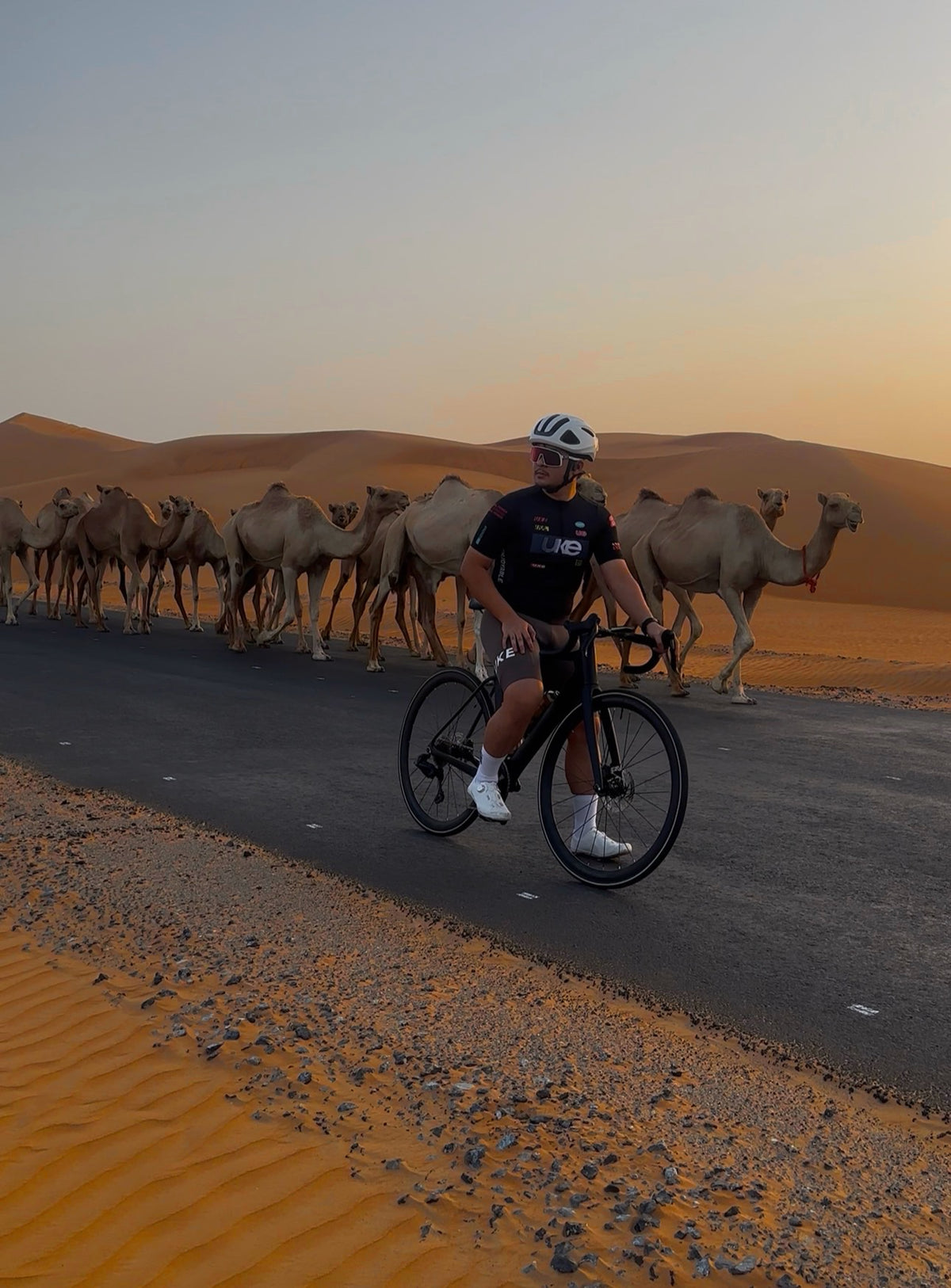 Cyclist riding in cool weather