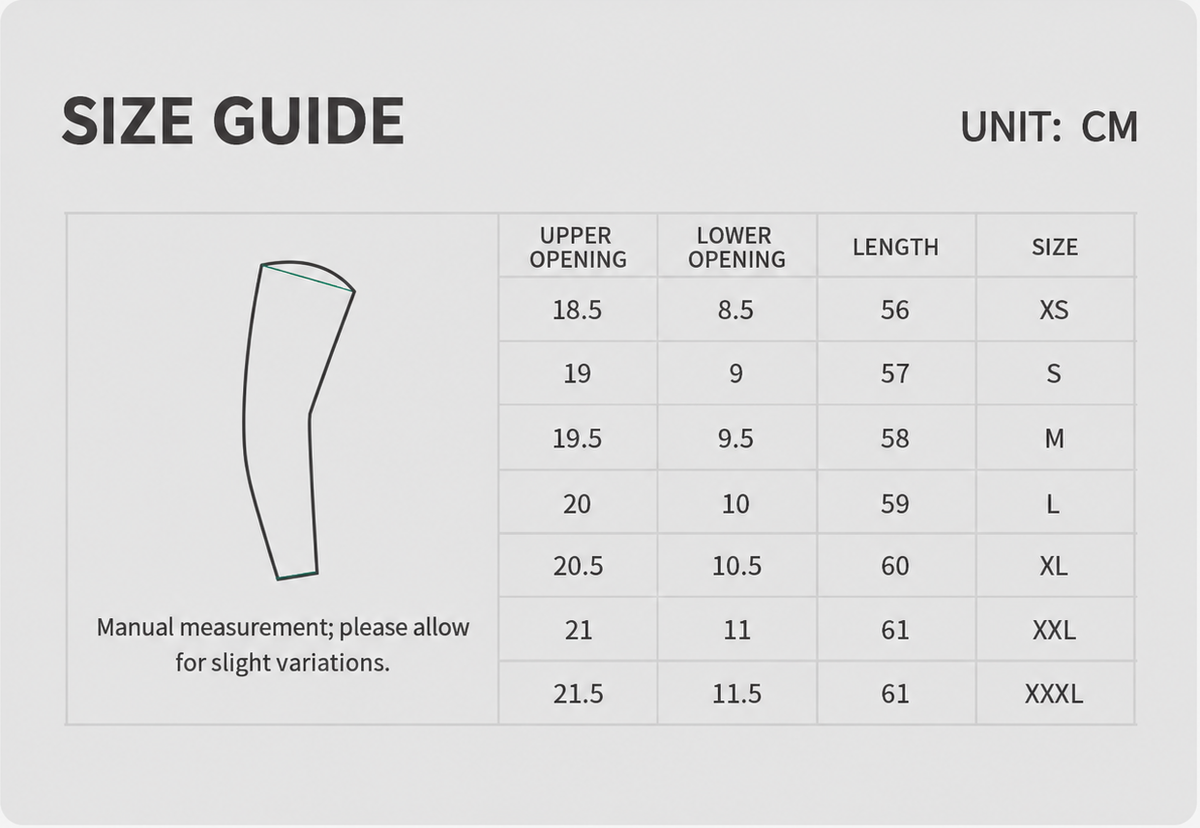 UKE Thermal Leg Warmers Size Guide